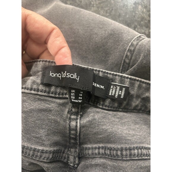 LONG TALL SALLY Washed Gray Raw Hem Ankle Jeans Grunge Denim Stretch Size 14 - Picture 5 of 9